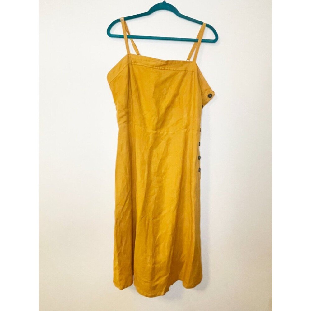 HD in Paris Anthropologie Golden Culotte Dress XL Linen Blend Cottagecore Midi